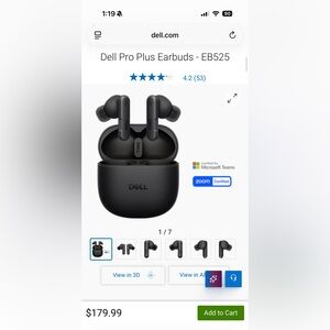 Dell Pro Plus Earbuds EB525 Wireless In-Ear Earbuds — Black